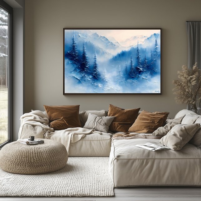 Lugn Frostad Tall och Bergsmist – Texturerad Poster (Skapare uppladdad)