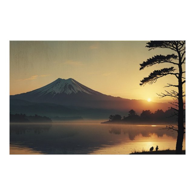 Lugn Fuji landskapsväggkonst Fototryck (Framsidan)