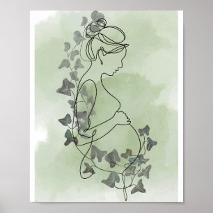 Lugn gravid silhuett med Ivy Sage vatten Poster