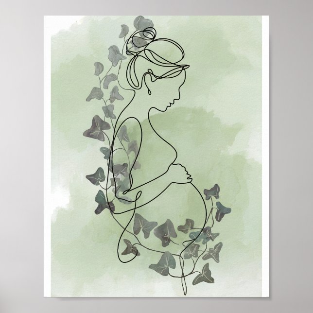 Lugn gravid silhuett med Ivy Sage vatten Poster (Framsidan)