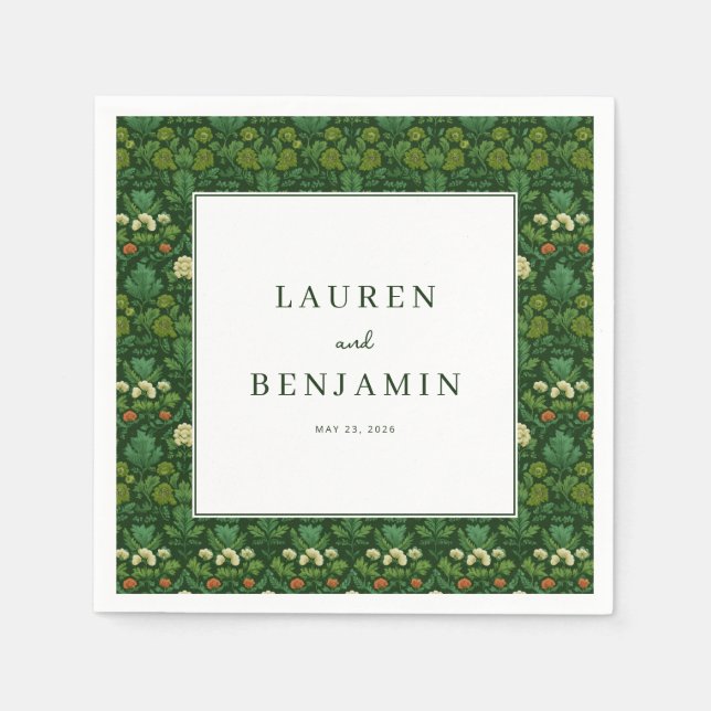 Lugn grön blomsterbotanik pappersservett (Framsidan)