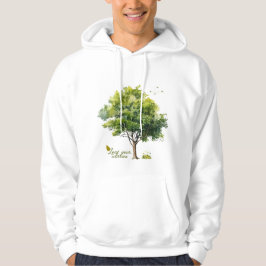 Lugn Grön Vattenfärg Träd Citat Hoodie