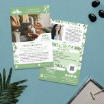Lugn Grönt Löv Hälsa Promo Small Business Flygblad<br><div class="desc">Grönt- och vita marknadsföring-flygare för personligen för små företag med logotyp, foton, QR-kod och anpassningsbar med gröna spritar med enkla löv i mjuka nyanser av grönt. Personlig främjar flygpassagerare för ditt småföretag, kanske terapi, rådgivning, hälsa och mycket annat. Lägg till foton, adress, social-media, mobilt nummer och all information som dina...</div>