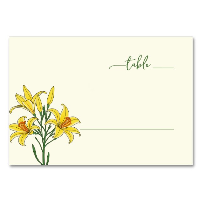 Lugn gul blomsterakvarell bordsnummer (Framsidan)