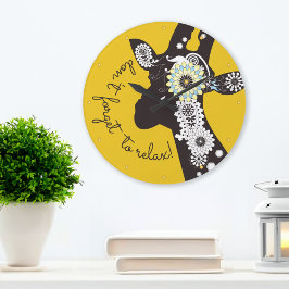 Lugn - Gul Funky Rolig Giraff Stor Klocka