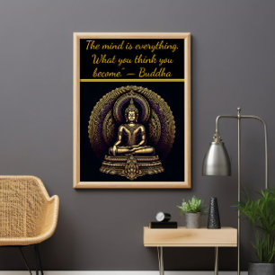 Lugn guld Buddha i medling Poster