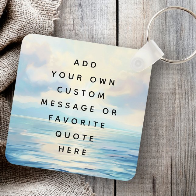 Lugn Havssoluppgång, målningsmeddelande anpassning Nyckelring (Calm seas ocean sunrise painting custom message keychain)
