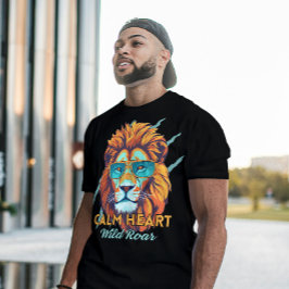 Lugn hjärta, vild röst – Lejon Energi Motiverande T Shirt