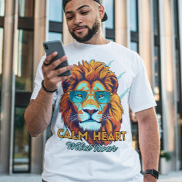 Lugn hjärta, vild röst – Lejon Energi Motiverande T Shirt