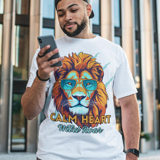 Lugn hjärta, vild röst – Lejon Energi Motiverande T Shirt