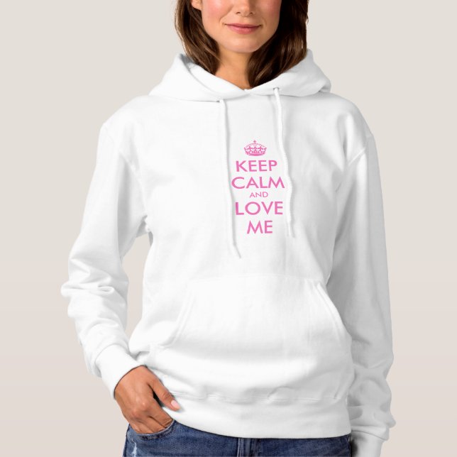 Lugn hoodie med rosa text | Anpassningsbar Tee (Framsida)