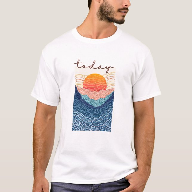 Lugn Horizon Valley Line Art T Shirt (Framsida)