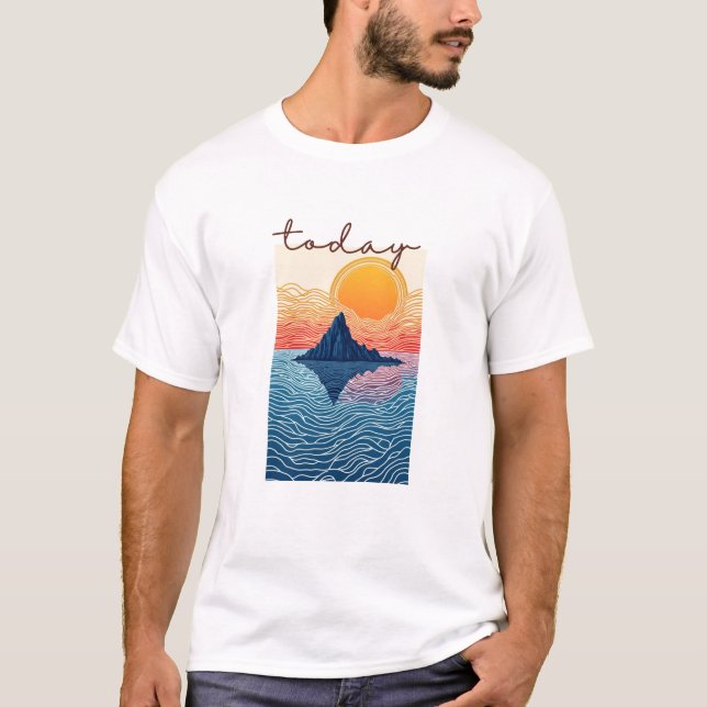 Lugn Horizon Valley Line Art T Shirt (Framsida)