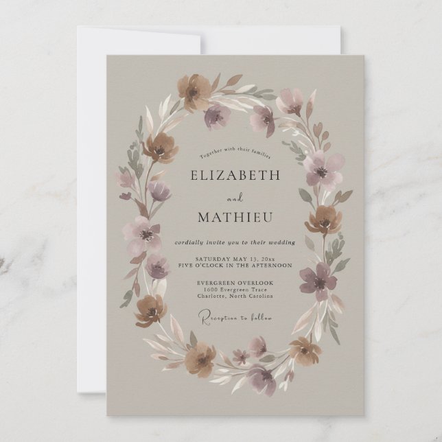 Lugn höstmässa i mauve inbjudningar (Framsida)