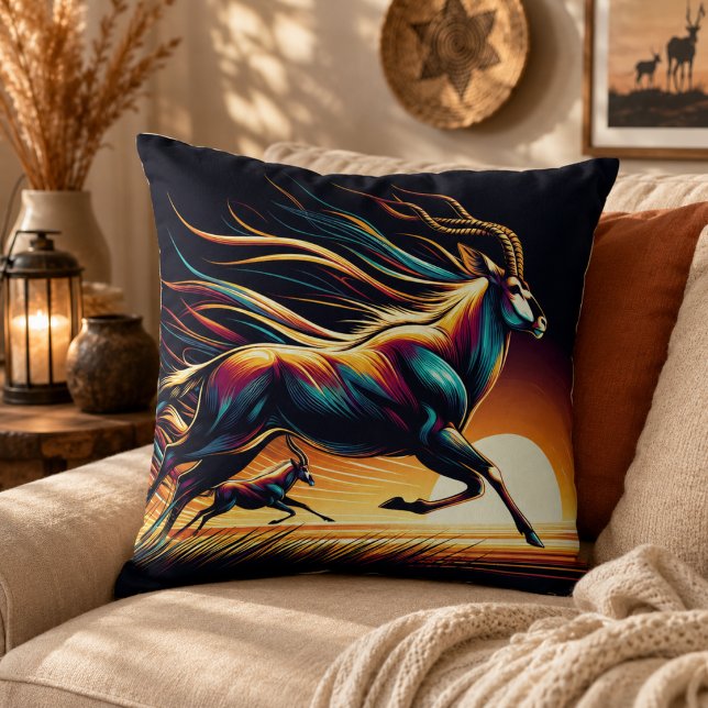 Lugn i rörelse Antilop-Inspirerad Kudde (Serenity in Motion Antelope-Inspired Throw Pillow)