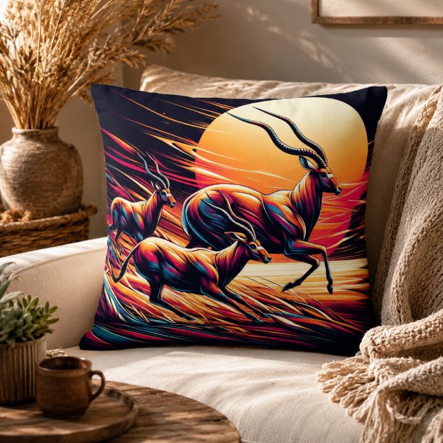 Lugn i rörelse Antilop-Inspirerad Kudde (Serenity in Motion Antelope-Inspired Throw Pillow)