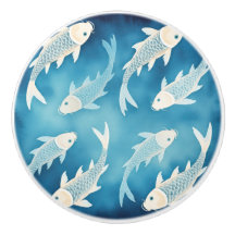 Lugn Indigo Koi-design Elegant Vattenfärgshandtag