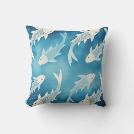 Lugn Indigo Koi Design Elegant Vattenkonst Kudde
