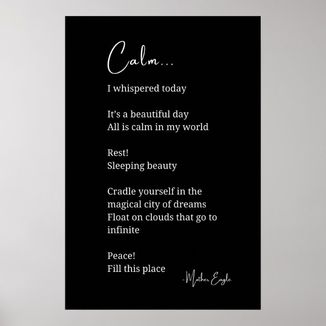 Lugn Inspirerande Poetisk Väggkonst Affisch (Framsidan)