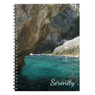 Lugn italiensk kust spiral foto anteckningsbok