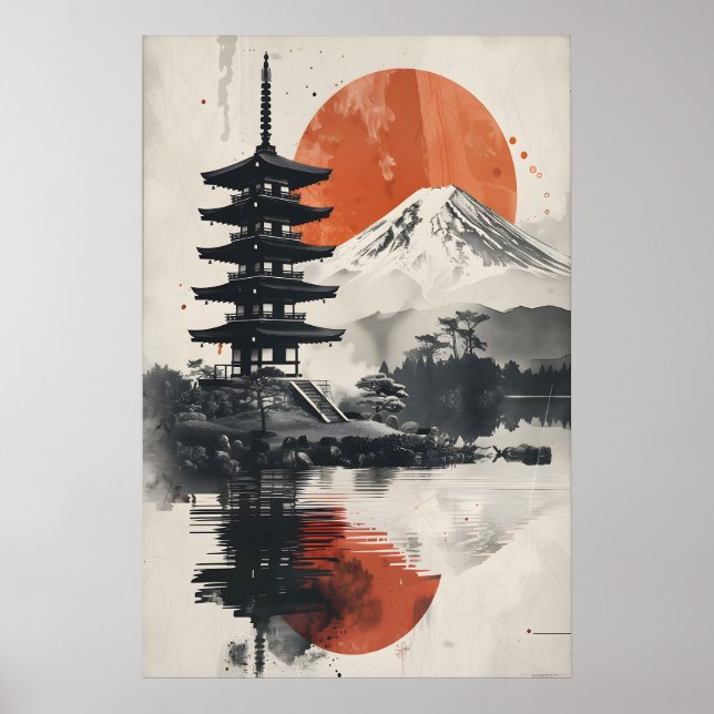 Lugn Japandi-Inspirerad Collage Konsttryck med Poster (Framsidan)
