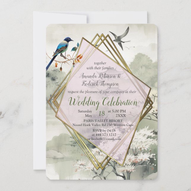 Lugn japansk tema inbjudningar (Framsida)