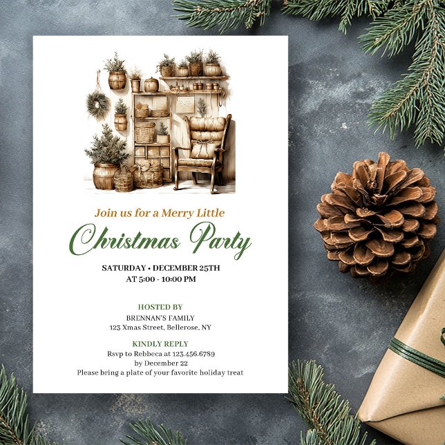 Lugn jordnära julhörna julkort inbjudningar (Serene Earthy Colors Christmas Tree Holiday Card)