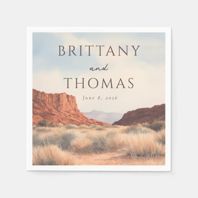 Lugn jordnära ökenlandskap pappersservett (Framsidan)