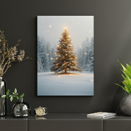 Lugn julgran i snöig glänta poster