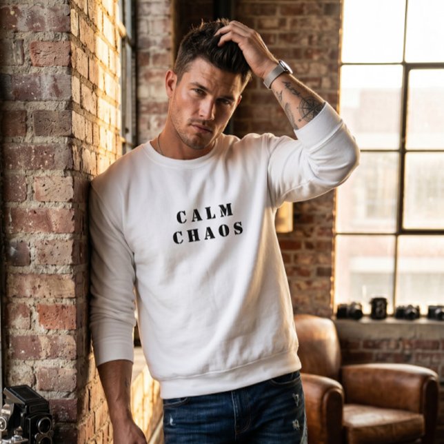 Lugn Kaos - Paradox Crewneck Sweater Vit Lång Ärmad Tröja (Skapare uppladdad)