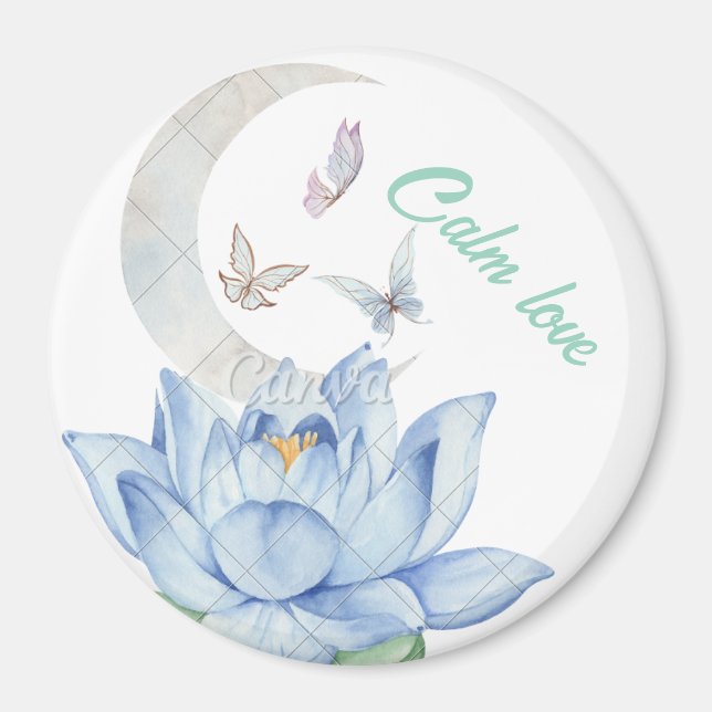 "Lugn Kärlek" Lotus & Butterfly Bröllop Magnet (Framsidan)