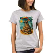Lugn katt med juice – sommar beach vibe-tee