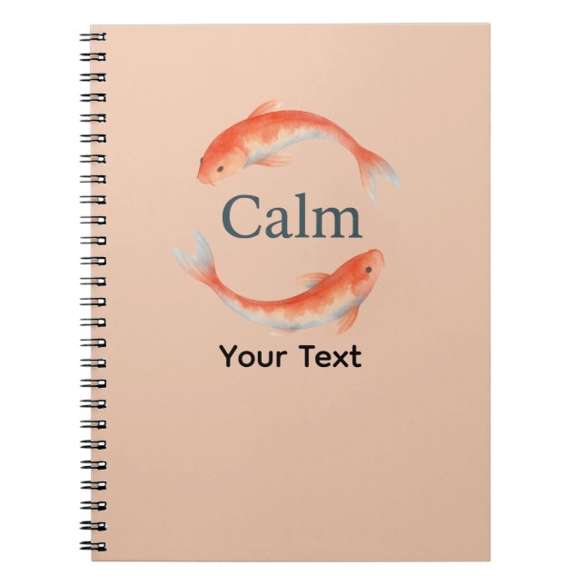 Lugn Koi Fish Watercolor Zen Circle Anteckningsbok (Framsidan)