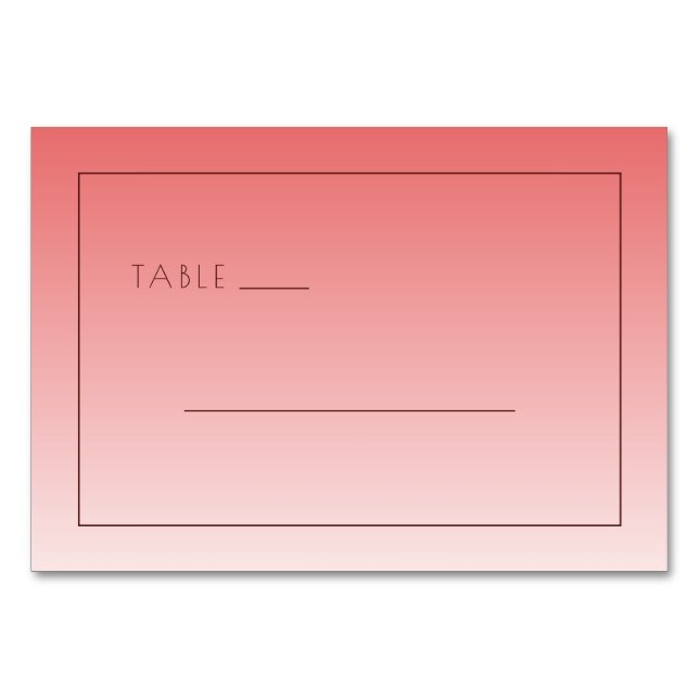 Lugn korallfärgad gradients bordsskylt bordsnummer (Framsidan)