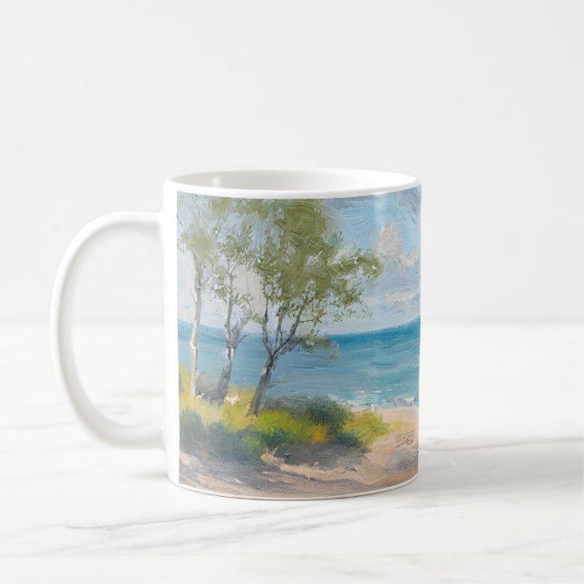 Lugn kustmorgon Impressionistisk strandkonst Kaffemugg (Vänster)