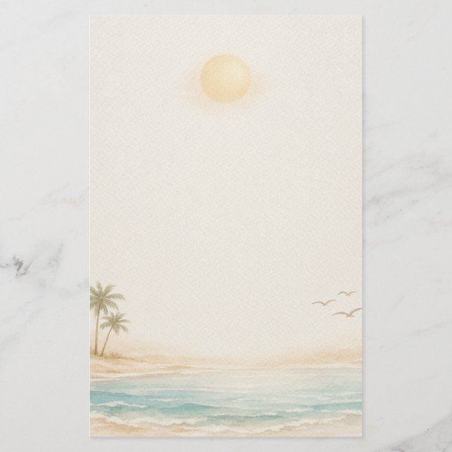 Lugn kuststrand  brevpapper (Baksida)