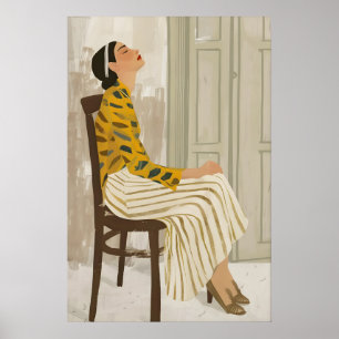 Lugn kvinna konsttryck minimalistisk färgrik hem 1 poster