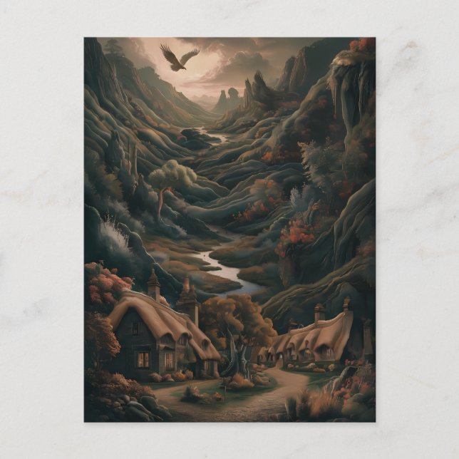 Lugn landskap: Fåglars flykt Vykort (Framsida)