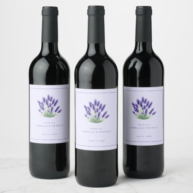 Lugn Lavendel Blommig Minimalistisk Vinflaska Etikett (Flaskor)