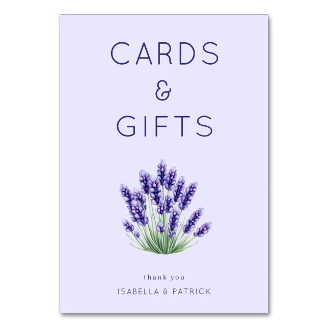 Lugn Lavendel Watercolor Bouquet Bordsnummer (Framsidan)