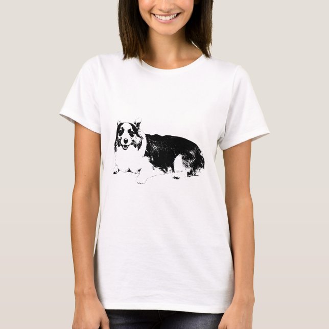 Lugn leende Corgi T Shirt (Framsida)