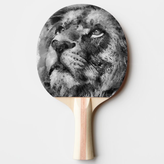Lugn Lejon Ansikte Silver Pingisracket (Baksidan)