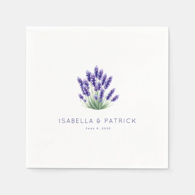 Lugn Lila Blommig Lavendel Pappersservett (Framsidan)