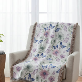 Lugn Lila Fjäril Mindfulness Trädgård Filt