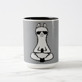 Lugn Llama Zen Meditationsställning Solglasögon Av Två-Tonad Mugg