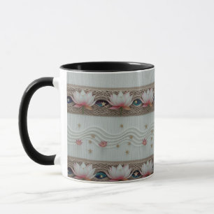 Lugn Lotus Öga Blommig Stickad Combo Kaffemugg