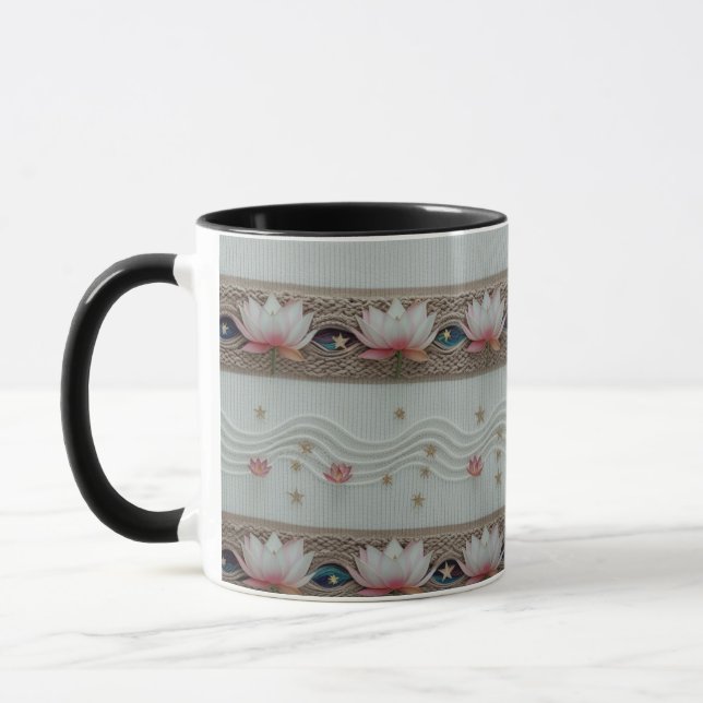 Lugn Lotus Öga Blommig Stickad Combo Kaffemugg (Vänster)