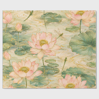 Lugn Lotusblommor & Trollsländor Japansk Botanik Presentpapper