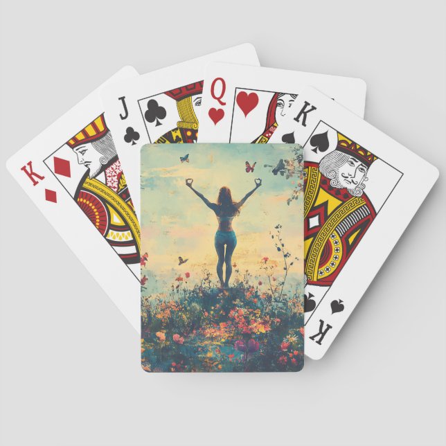 Lugn meditation vid soluppgång (1) casinokort (Baksidan)