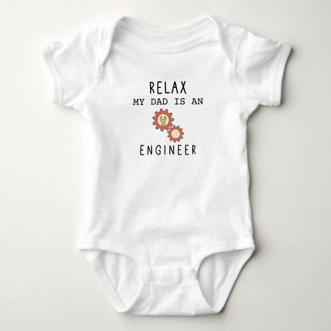 Lugn Min Pappa Är Ingenjör Rolig Fars Dag T Shirt (Framsida)